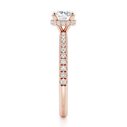 Classic Round Cut Hidden Halo with Diamond Shoulders Engagement Ring - 2ct+, E/F, VVS - 18ct Rose Gold