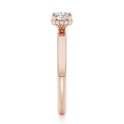 Cushion Cut Hidden Halo Engagement Ring - 2ct+, E/F, VVS - 18ct Rose Gold