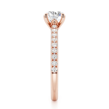 Classic Round Cut with Diamond Shoulders Engagement Ring - 2ct+, E/F, VVS - 18ct Rose Gold