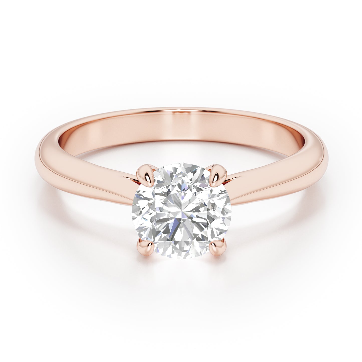 Classic 4 Claw Round Cut Solitaire Engagement Ring - 2ct+, E/F, VVS - 18ct Rose Gold