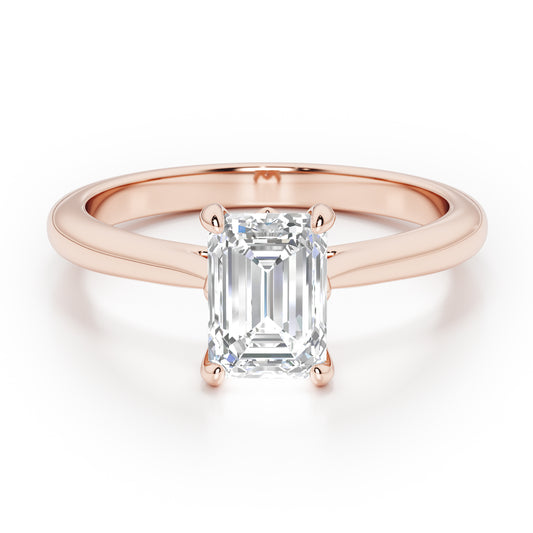 Emerald Cut Engagement Ring - 2ct+, E/F, VVS - 18ct Rose Gold