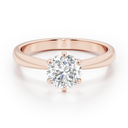 Classic 6 Claw Round Cut Solitaire Engagement Ring - 2ct+, E/F, VVS - 18ct Rose Gold