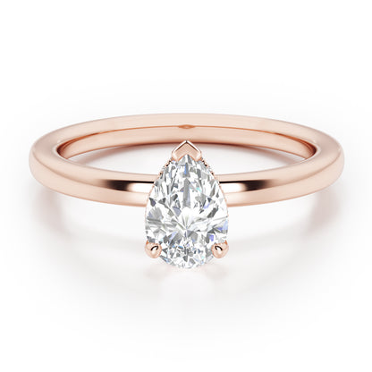 Pear Cut Hidden Halo Engagement Ring - 2ct+, E/F, VVS - 18ct Rose Gold