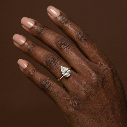 Pear Cut Hidden Halo Engagement Ring - 2ct+, E/F, VVS - 18ct Rose Gold