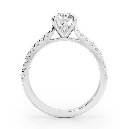Classic Round Cut with Diamond Shoulders Engagement Ring - 2ct+, E/F, VVS - Platinum