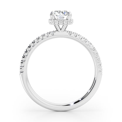 Classic Round Cut Hidden Halo with Diamond Shoulders Engagement Ring - 2ct+, E/F, VVS - Platinum