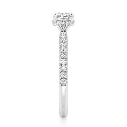 Cushion Cut Hidden Halo with Diamond Shoulders Engagement Ring - 2ct+, E/F, VVS - Platinum