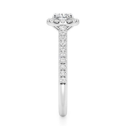 Cushion Cut Halo Engagement Ring with Diamond Shoulders - 2ct+, E/F, VVS - Platinum