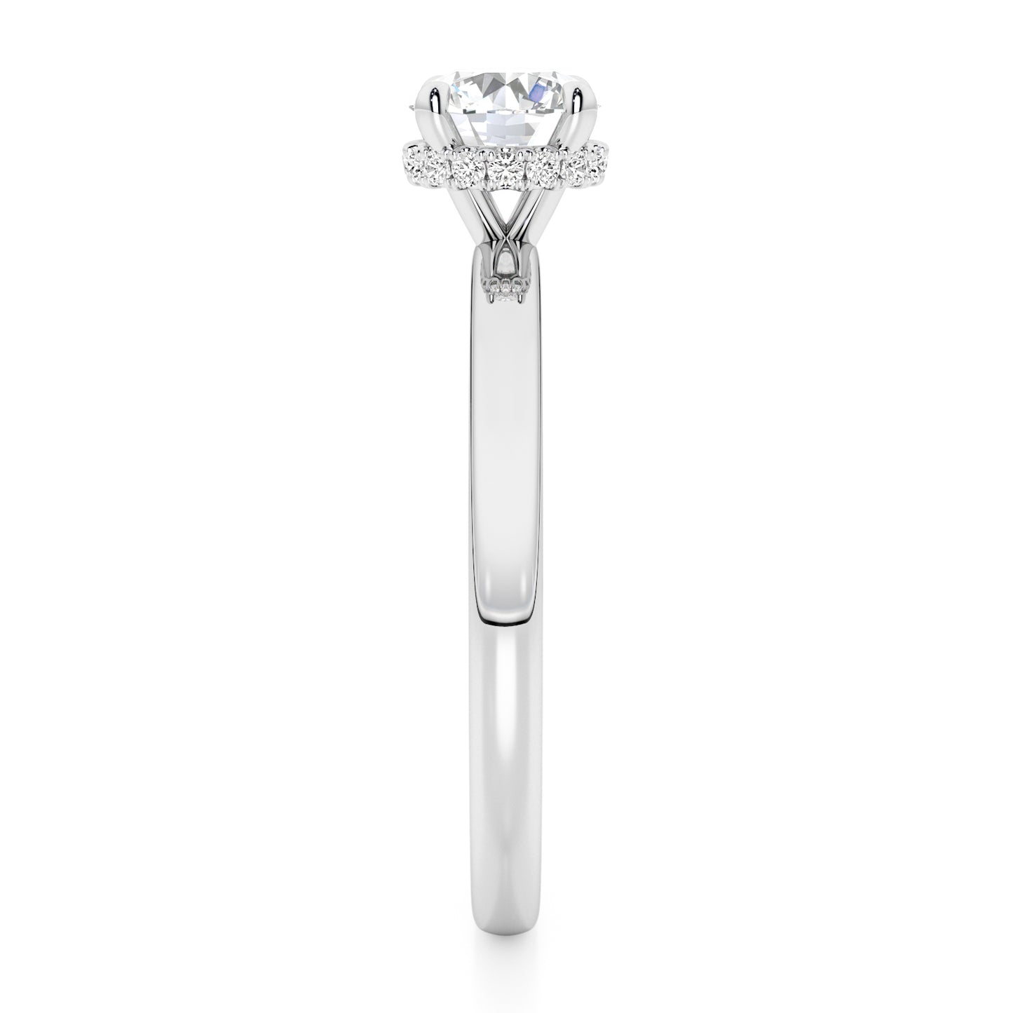 Classic Round Cut Hidden Halo Engagement Ring - 2ct+, E/F, VVS - Platinum