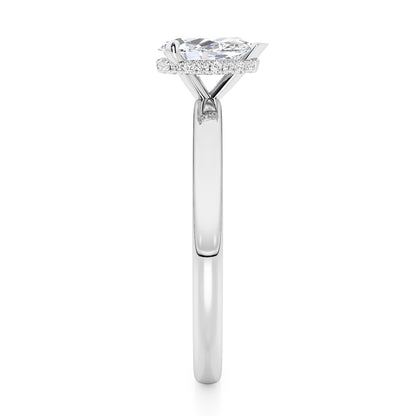Pear Cut Hidden Halo Engagement Ring - 2ct+, E/F, VVS - Platinum