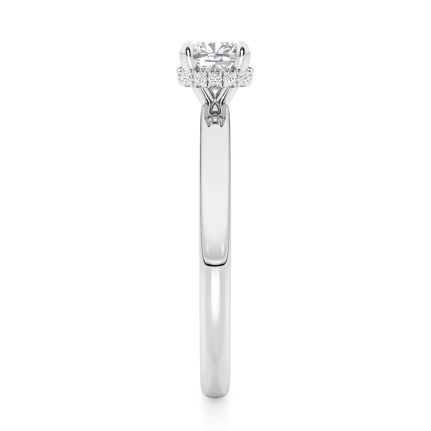 Cushion Cut Hidden Halo Engagement Ring - 2ct+, E/F, VVS - Platinum