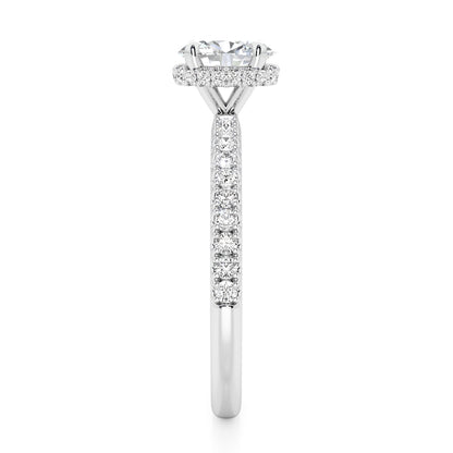 Oval Cut Hidden Halo with Diamond Shoulders Engagement Ring - 2ct+, E/F, VVS - Platinum
