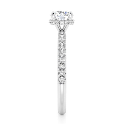 Classic Round Cut Hidden Halo with Diamond Shoulders Engagement Ring - 2ct+, E/F, VVS - Platinum