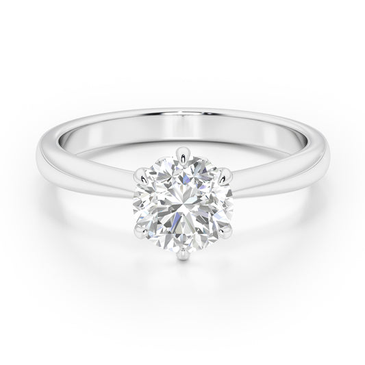 Classic 6 Claw Round Cut Solitaire Engagement Ring - 2ct+, E/F, VVS - Platinum