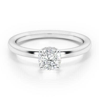 Cushion Cut Hidden Halo Engagement Ring - 2ct+, E/F, VVS - Platinum