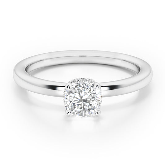 Cushion Cut Hidden Halo Engagement Ring - 2ct+, E/F, VVS - Platinum