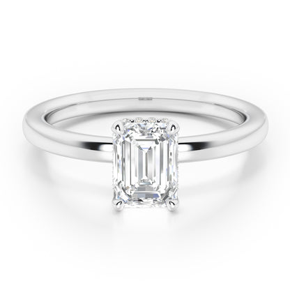 Emerald Cut Hidden Halo Engagement Ring - 2ct+, E/F, VVS - Platinum