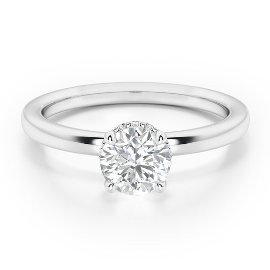 Classic Round Cut Hidden Halo Engagement Ring - 2ct+, E/F, VVS - Platinum
