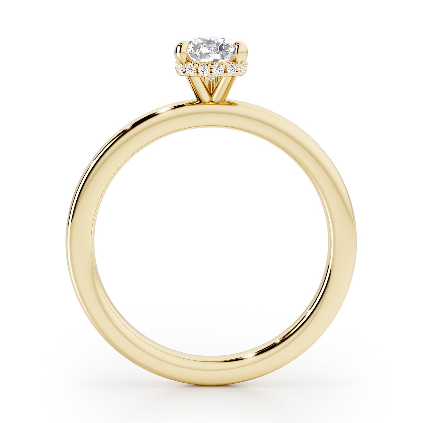 Pear Cut Hidden Halo Engagement Ring - 2ct+, E/F, VVS - 18ct Yellow Gold