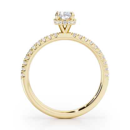 Oval Cut Hidden Halo with Diamond Shoulders Engagement Ring - 2ct+, E/F, VVS - 18ct Yellow Gold