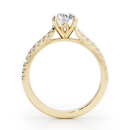Classic Round Cut with Diamond Shoulders Engagement Ring - 2ct+, E/F, VVS - 18ct Yellow Gold