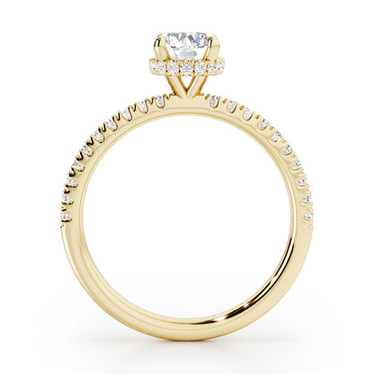 Classic Round Cut Hidden Halo with Diamond Shoulders Engagement Ring - 2ct+, E/F, VVS - 18ct Yellow Gold