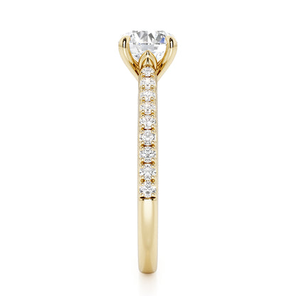 Classic Round Cut with Diamond Shoulders Engagement Ring - 2ct+, E/F, VVS - 18ct Yellow Gold