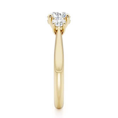 Round Cut Trilogy Engagement Ring - 3ct+, E/F, VVS - 18ct Yellow Gold