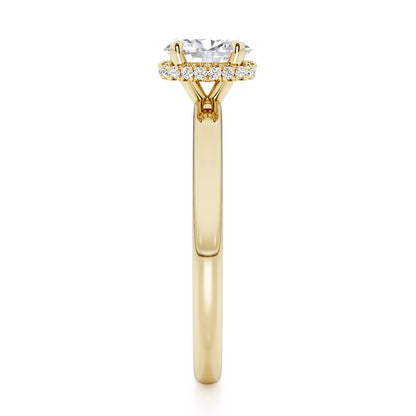 Classic Oval Cut Hidden Halo Engagement Ring - 2ct+, E/F, VVS - 18ct Yellow Gold