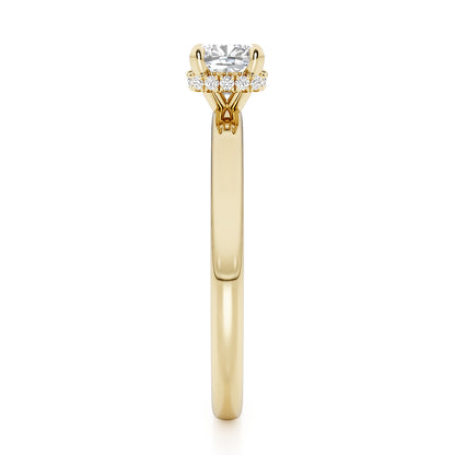 Cushion Cut Hidden Halo Engagement Ring - 2ct+, E/F, VVS - 18ct Yellow Gold