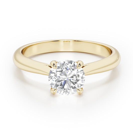 Classic 4 Claw Round Cut Solitaire Engagement Ring - 2ct+, E/F, VVS - 18ct Yellow Gold
