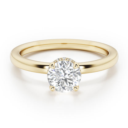 Classic Round Cut Hidden Halo Engagement Ring - 2ct+, E/F, VVS - 18ct Yellow Gold