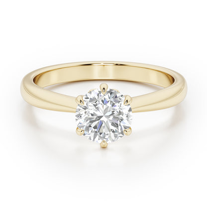 Classic 6 Claw Round Cut Solitaire Engagement Ring - 2ct+, E/F, VVS - 18ct Yellow Gold