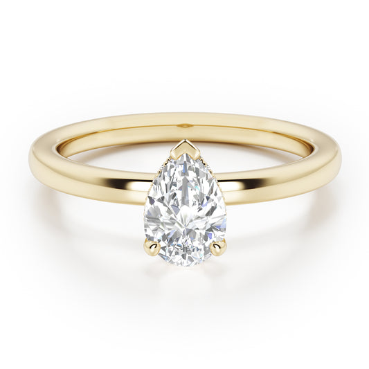 Pear Cut Hidden Halo Engagement Ring - 2ct+, E/F, VVS - 18ct Yellow Gold