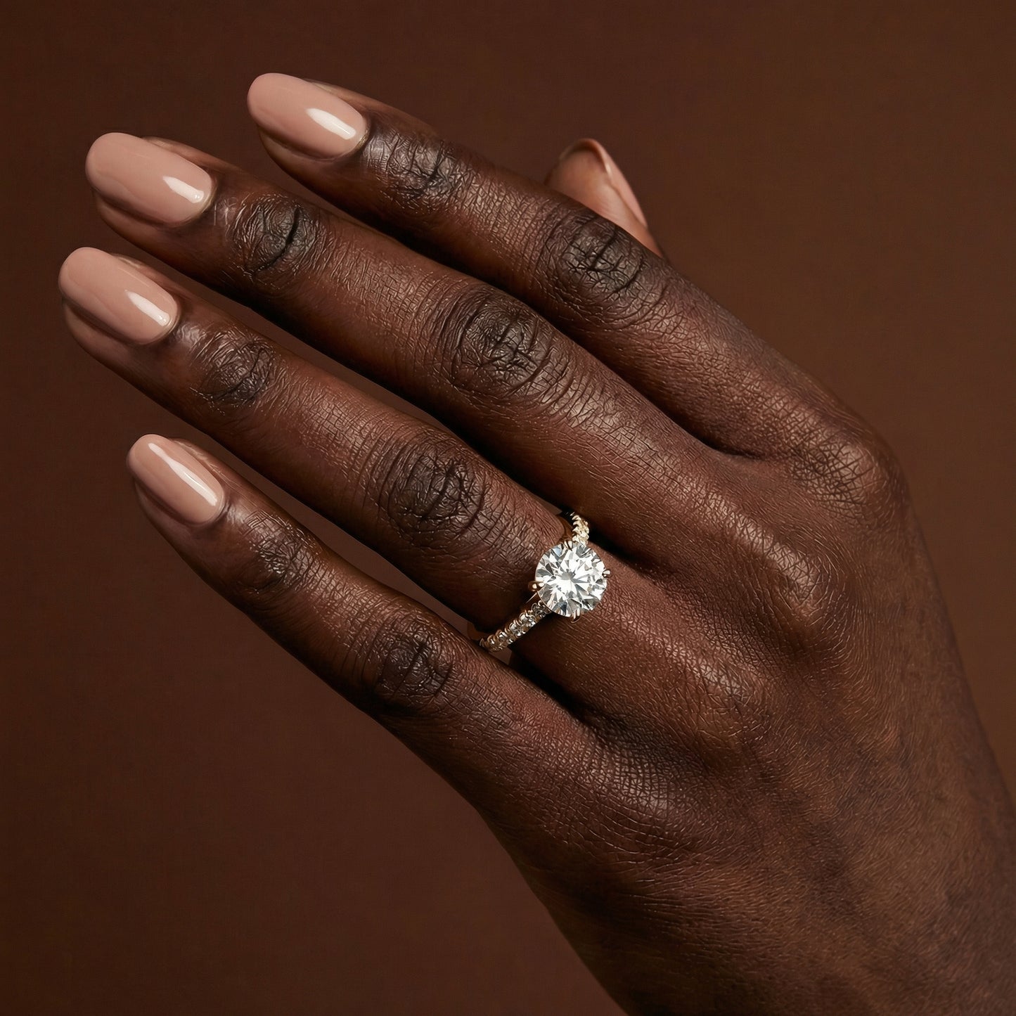 Classic Round Brilliant Cut with Diamond Shoulders Engagement Ring - 2ct+, E/F, VVS - 18ct Yellow Gold