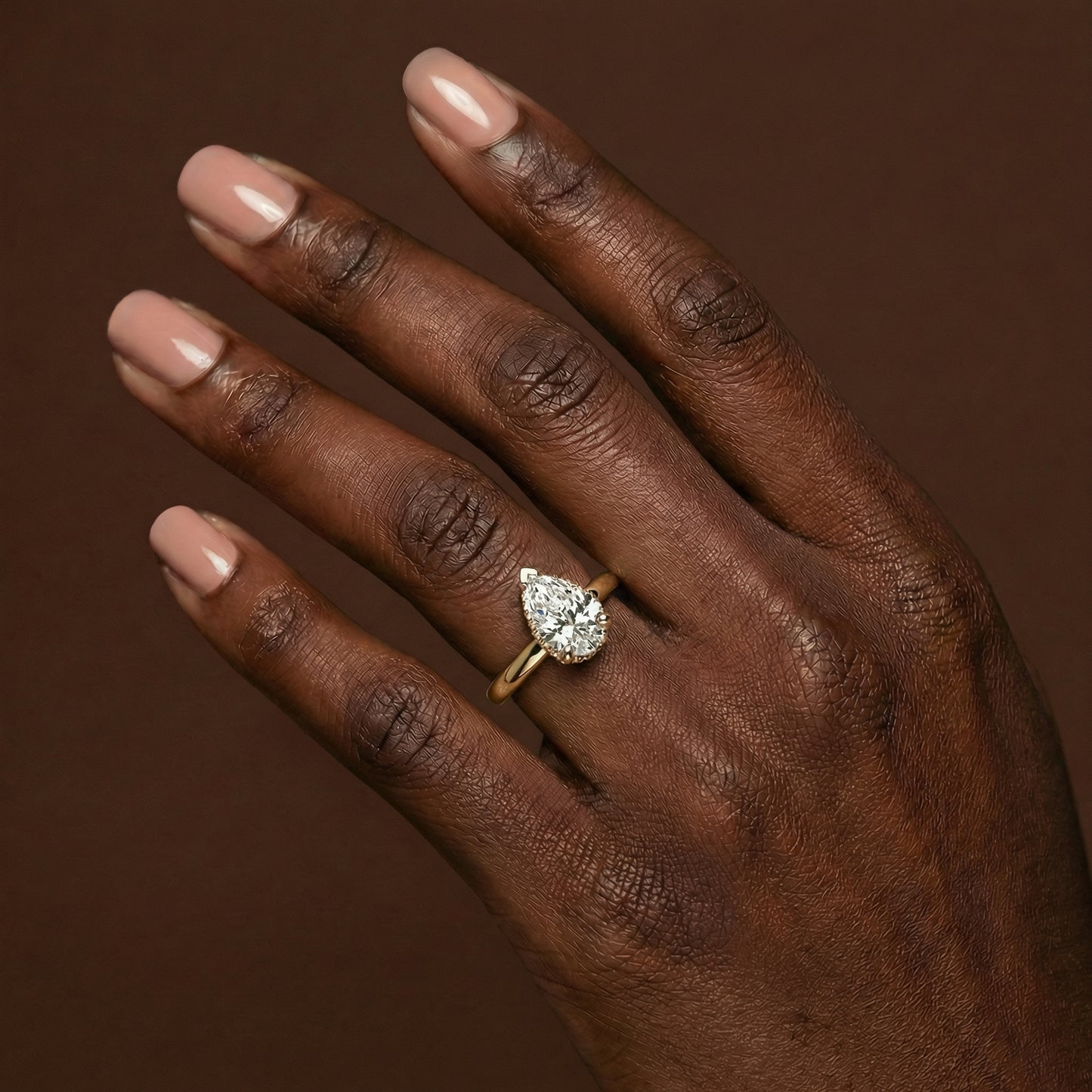 Pear Cut Hidden Halo Engagement Ring - 2ct+, E/F, VVS - 18ct Yellow Gold