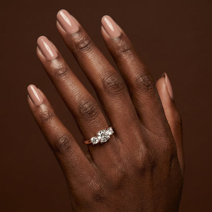 Round Brilliant Cut Trilogy Engagement Ring - 3ct+, E/F, VVS - 18ct Yellow Gold