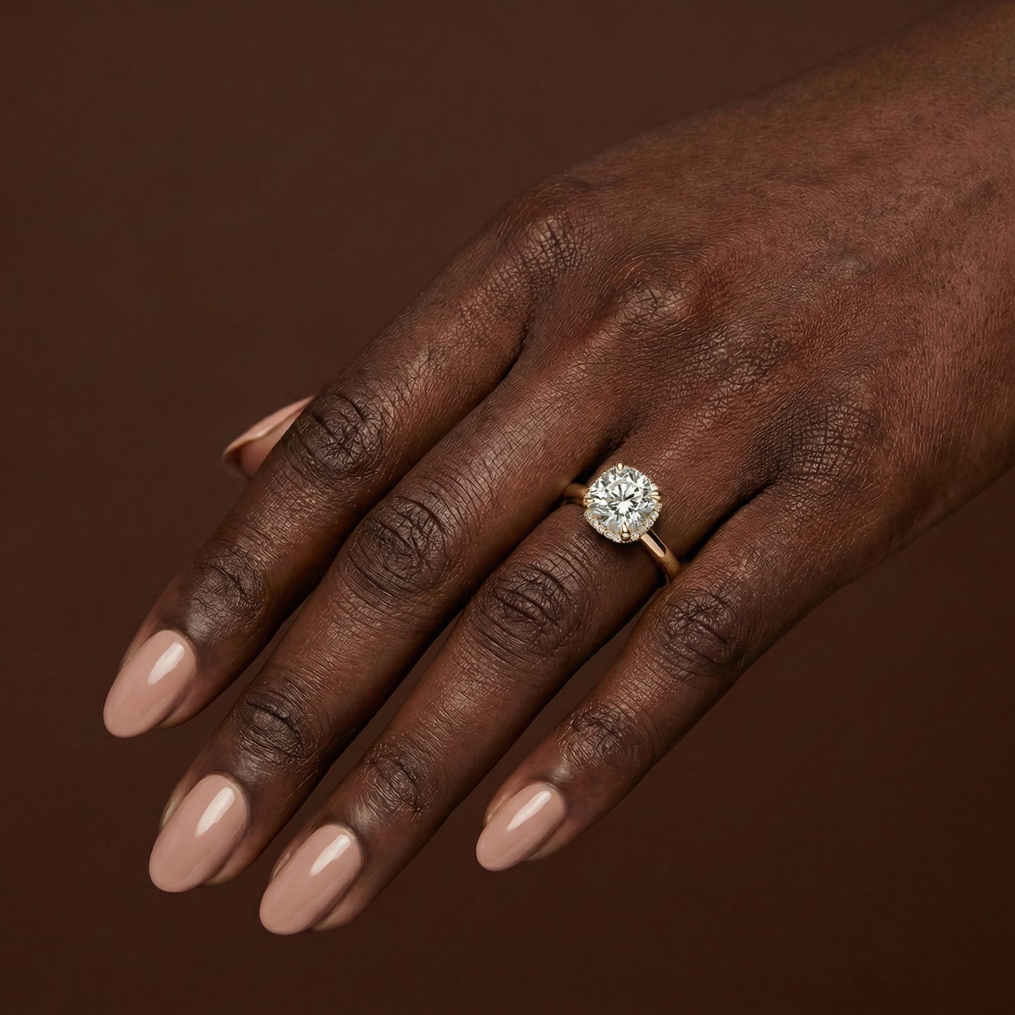 Cushion Cut Hidden Halo Engagement Ring - 2ct+, E/F, VVS - 18ct Yellow Gold