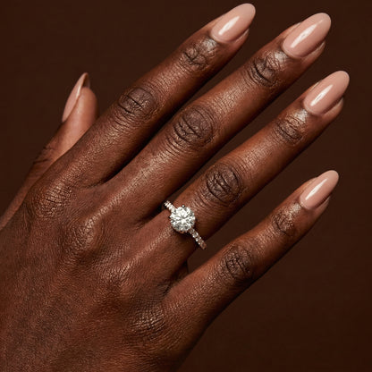 Classic Round Brilliant Cut Hidden Halo with Diamond Shoulders Engagement Ring - 2ct+, E/F, VVS - 18ct Yellow Gold