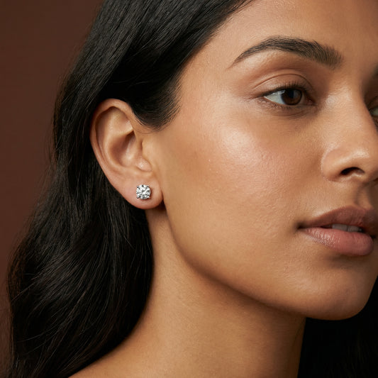 4 Claw Lab Grown Diamond Solitaire Stud Earrings - 18ct White Gold