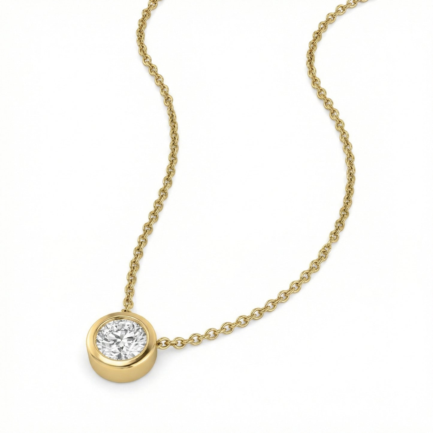 Lab Grown Diamond Rubover Diamond Pendant - 18ct Yellow Gold